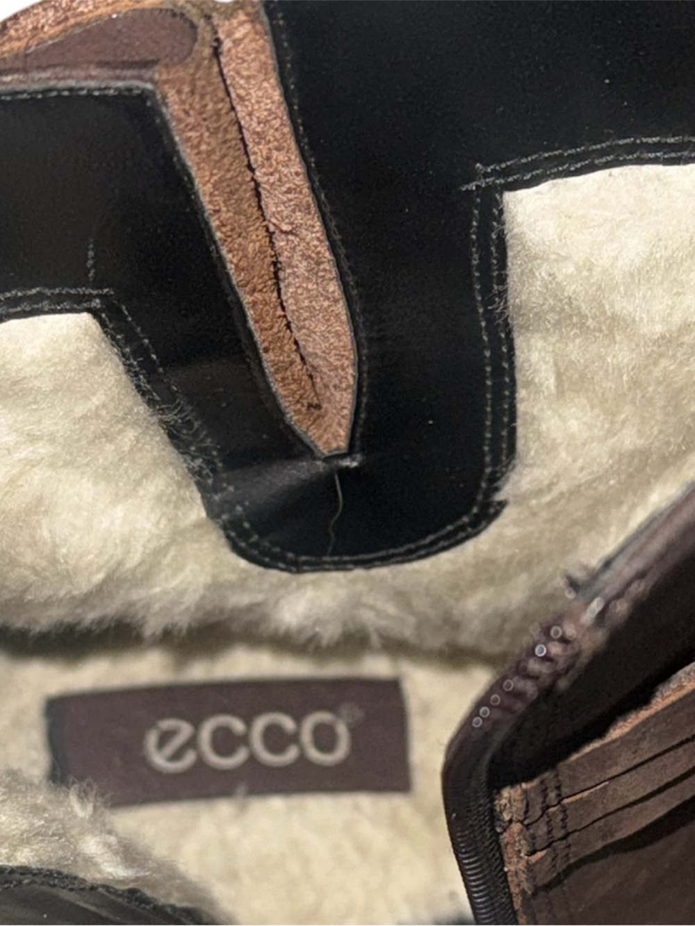 ECCO Women’s Leather Brown Fur-Lined Ankle Boots Size 41 - Picture 8 of 8